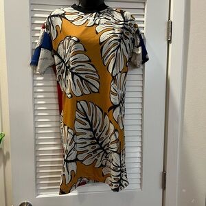 Adidas Women’s Tropical Print Short Sleeve Top - Mustard